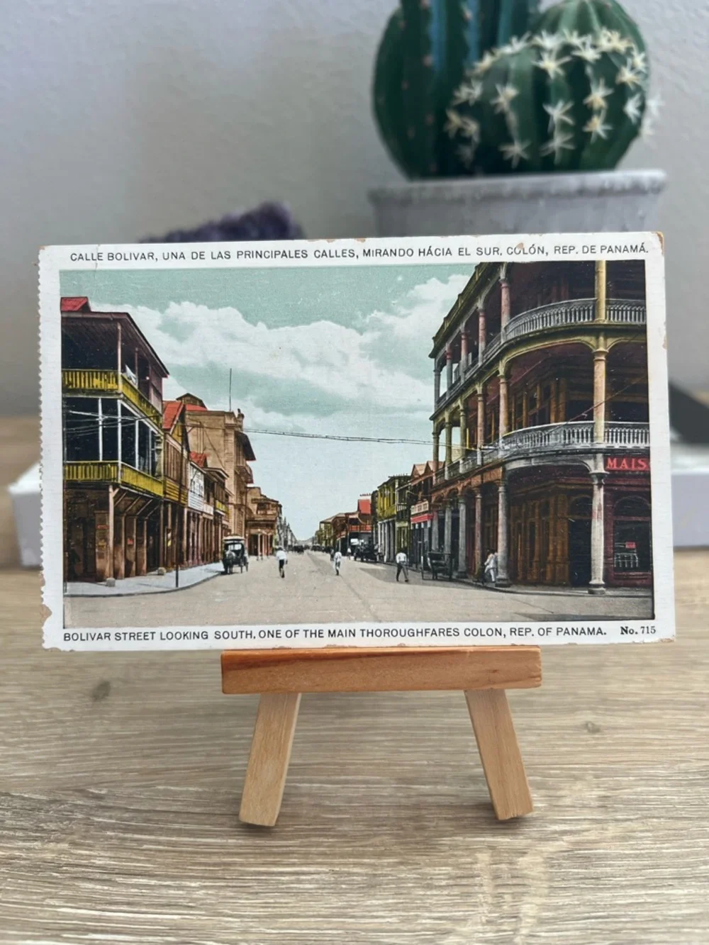 Vintage Colon Panama Bolivar Street Postcard 1924 Main Street Scene